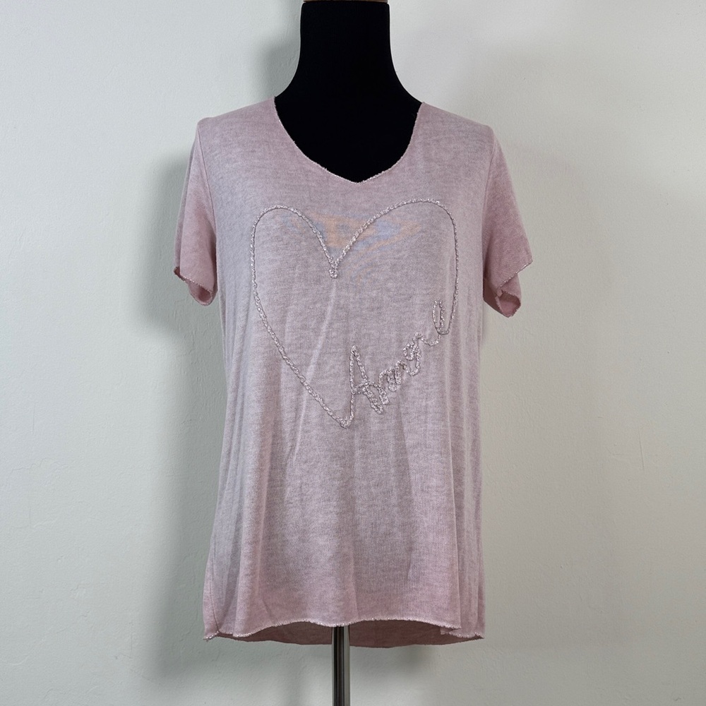 AMORE Pink Heart Embellished Women's Top 12